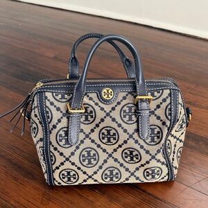 Tory Burch Women’s T Monogram Jacquered Barrel Crossbody Bag w/ Removable Strap